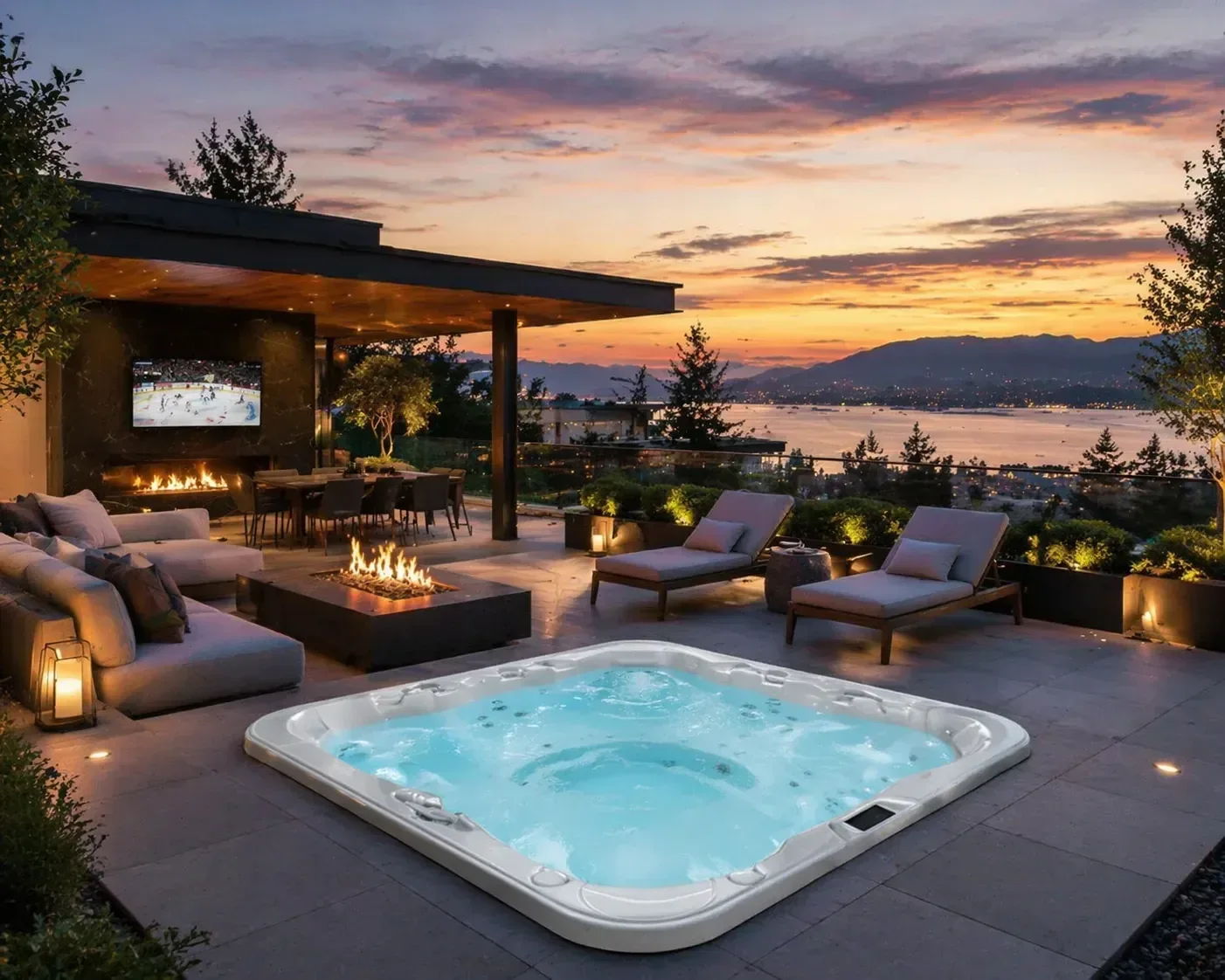 Outdoor hot-tub lifestyle image from the official Legacy Spas website